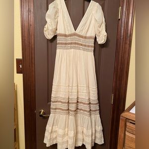Free People • Plunge Neck Ruffle Maxi Dress • Size 2